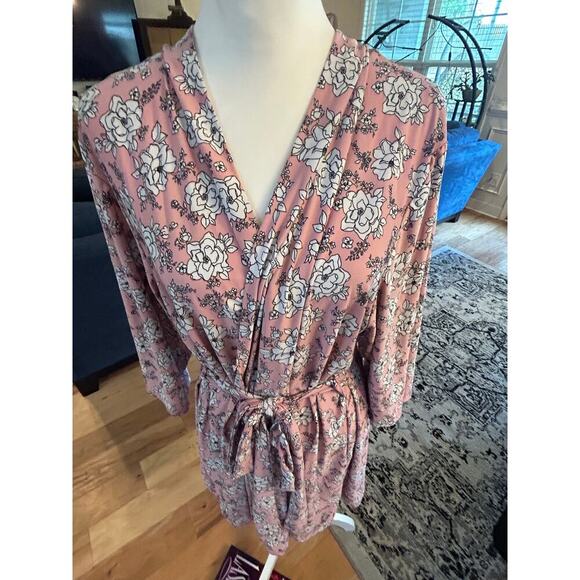 Lala Sleepwear Robe Pink Floral Tie Belt Womens 2X - Picture 5 of 7